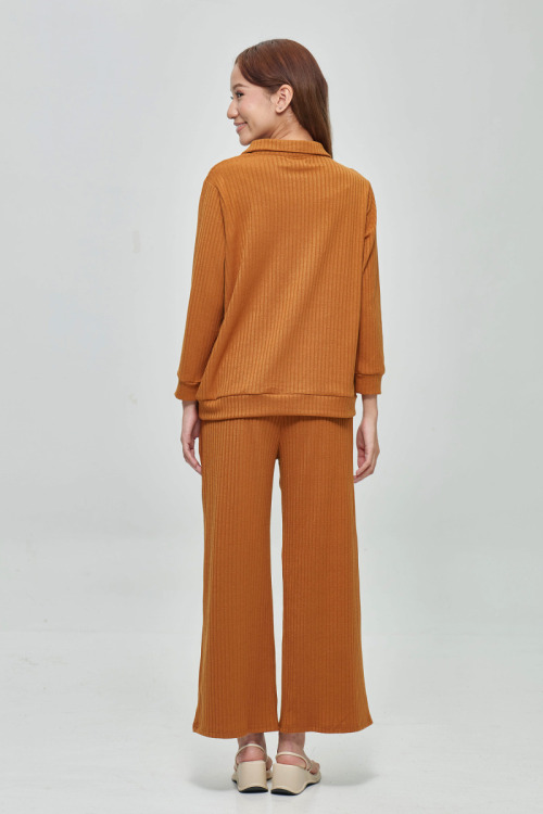 Caramel Brown Joana Zip-Up Lounge Set
