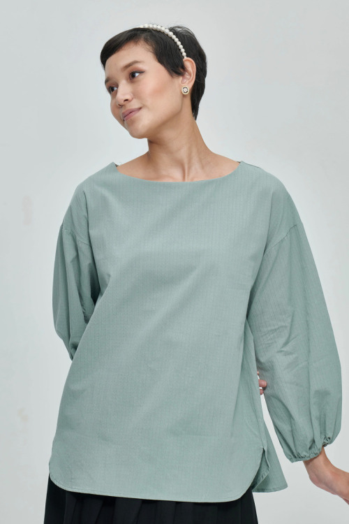 Pastel Green Odele Balloon Sleeve Blouse