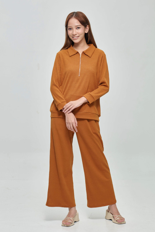 Caramel Brown Joana Zip-Up Lounge Set