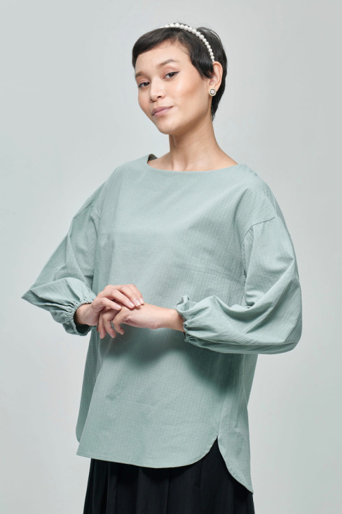 Pastel Green Odele Balloon Sleeve Blouse