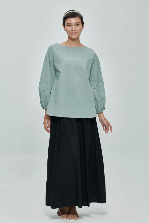 Pastel Green Odele Balloon Sleeve Blouse