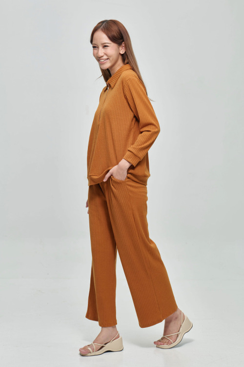 Caramel Brown Joana Zip-Up Lounge Set